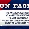 The Antarctic ice sheet is so massive that if it were to melt completely, global sea levels would rise by about 58 meters (190 feet).